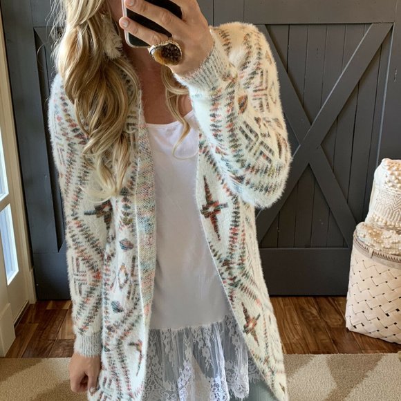 New Cowichan Celtic Soft Cardigan Boho Sweater Women's Cozy Soft - Picture 6 of 8